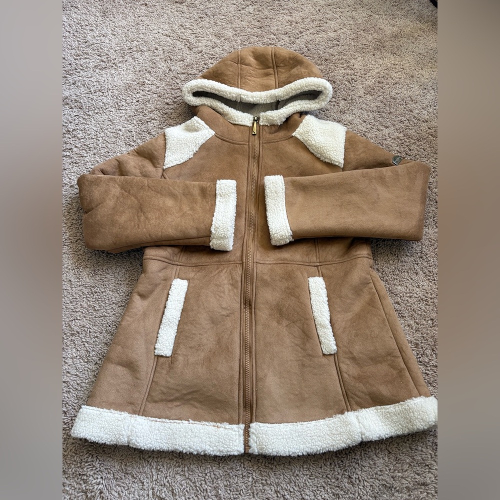 Koolaburra by UGG Faux Suede Hooded Coat with Sherpa Trims